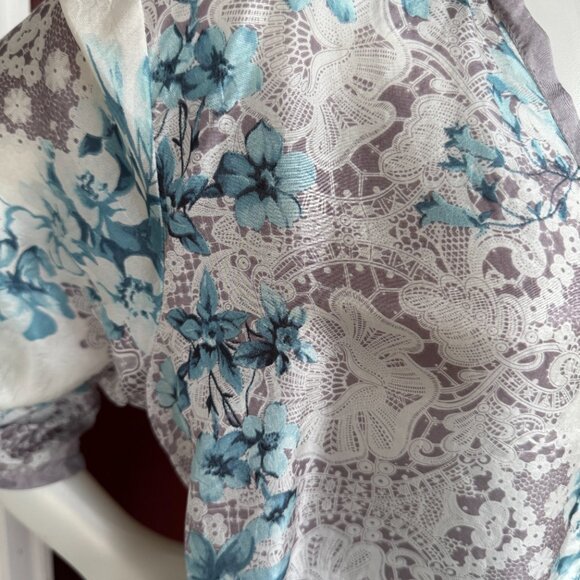 Johnny Was Lightweight Silk Henley Pullover Blouse - Picture 4 of 5